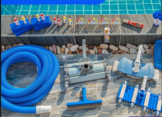 Pool being cleaned